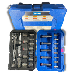 Kobalt 30-Piece Standard (SAE) and Metric Polished Chrome Mechanics Tool Set with Hard Case