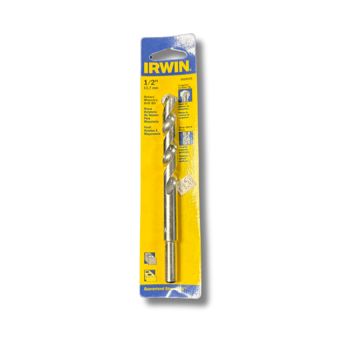 Irwin Tools 5026015 Slow Spiral Flute Rotary Drill Bit for Masonry, 1/2" x 6"